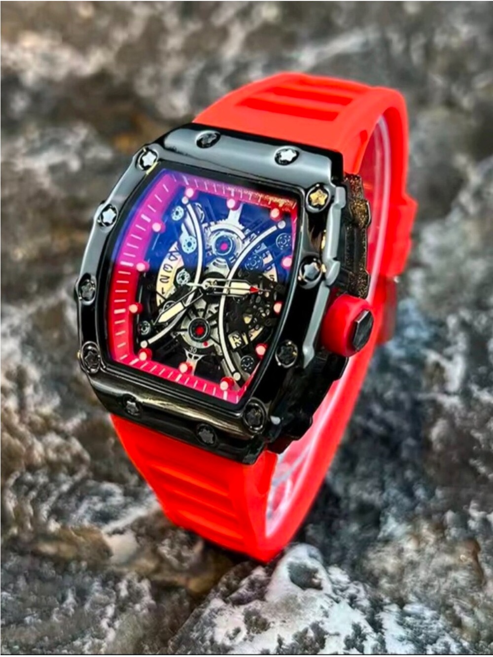 Men's Red Luxury Night Glow Sports Watch